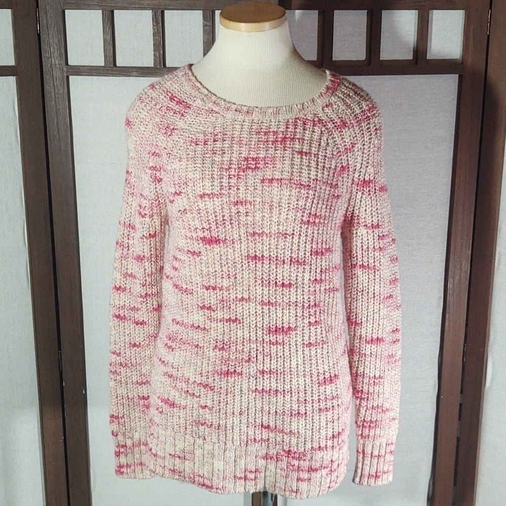 American Eagle Pink and White Wool Blend Jegging Sweater Sz M